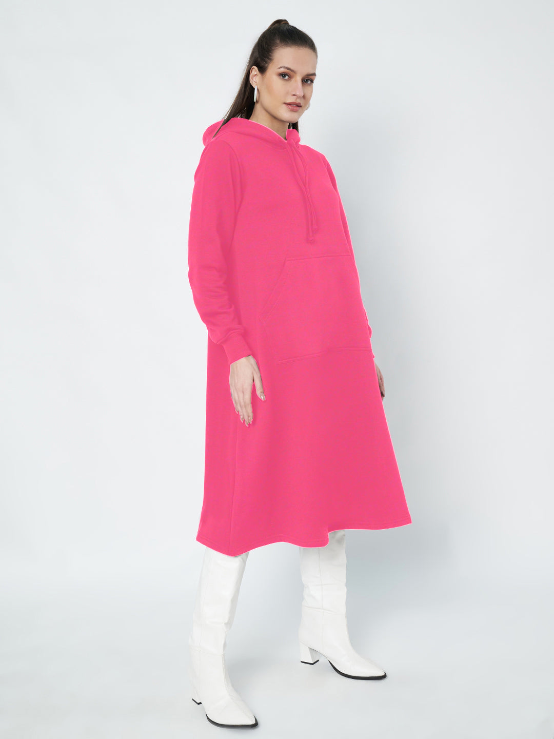 Hooded A-Line Midi Dress