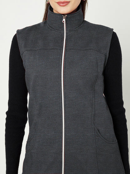 Mock Collar Fleece Tailored Jacket