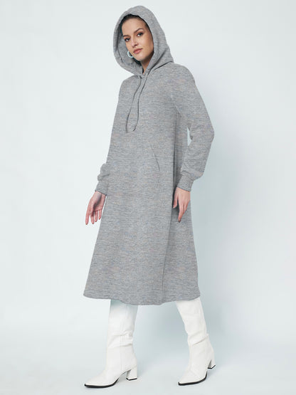 Hooded A-Line Midi Dress