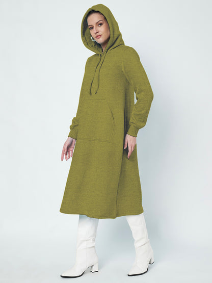 Hooded A-Line Midi Dress