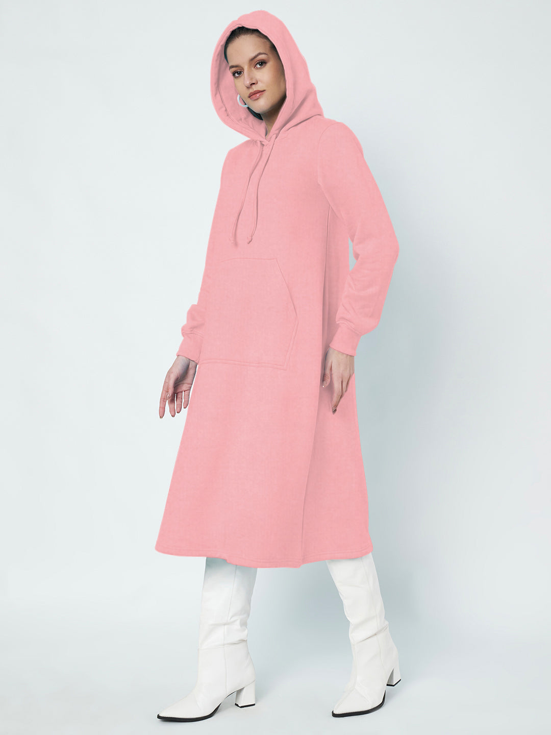 Hooded A-Line Midi Dress
