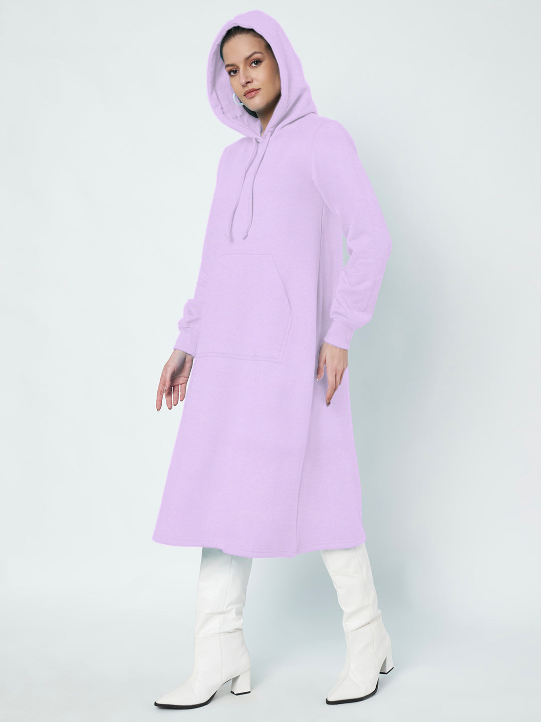 Hooded A-Line Midi Dress