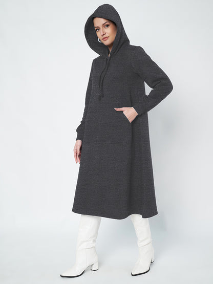 Hooded A-Line Midi Dress