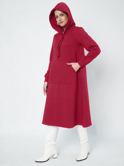 Hooded A-Line Midi Dress