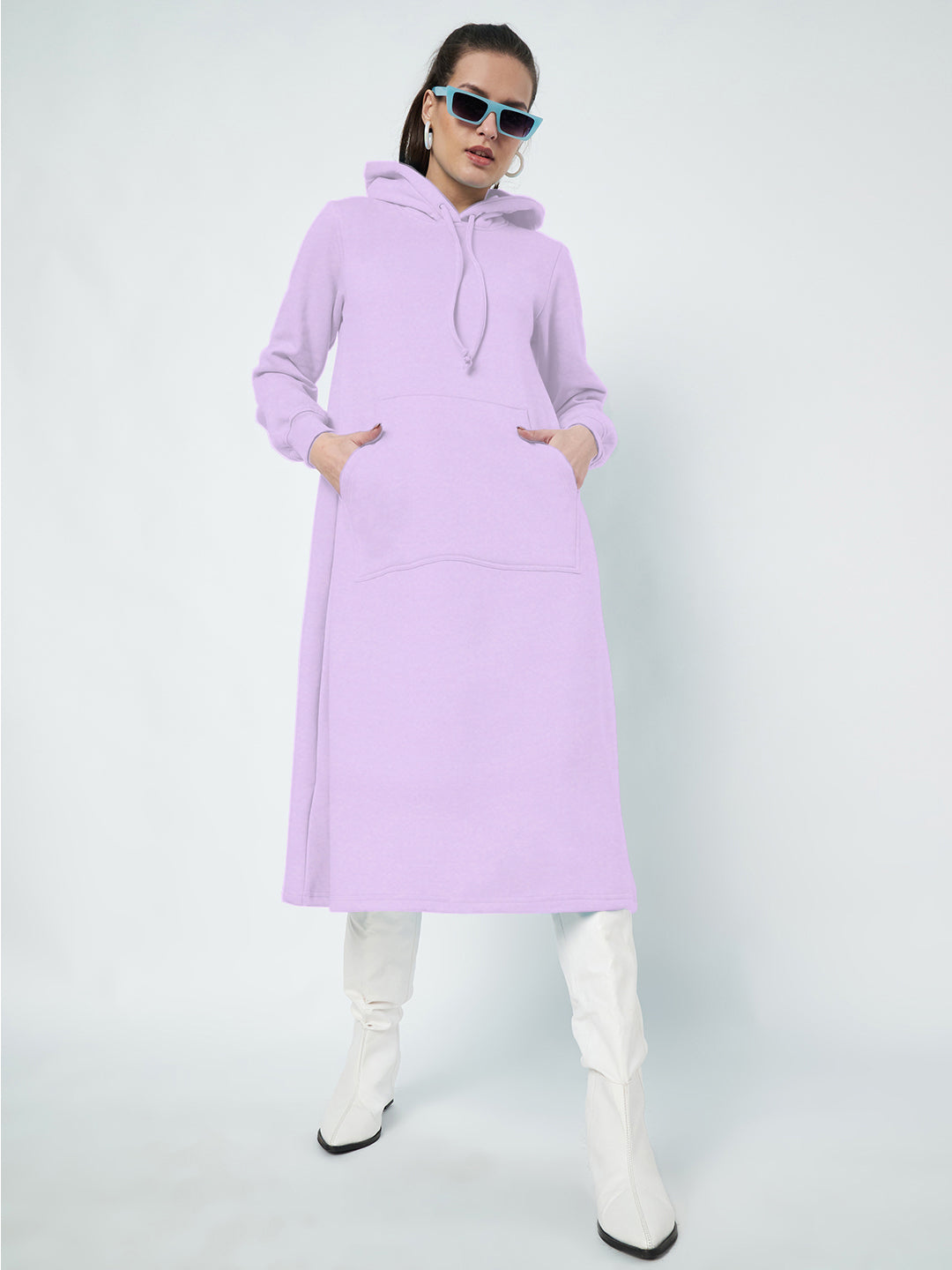 Hooded A-Line Midi Dress