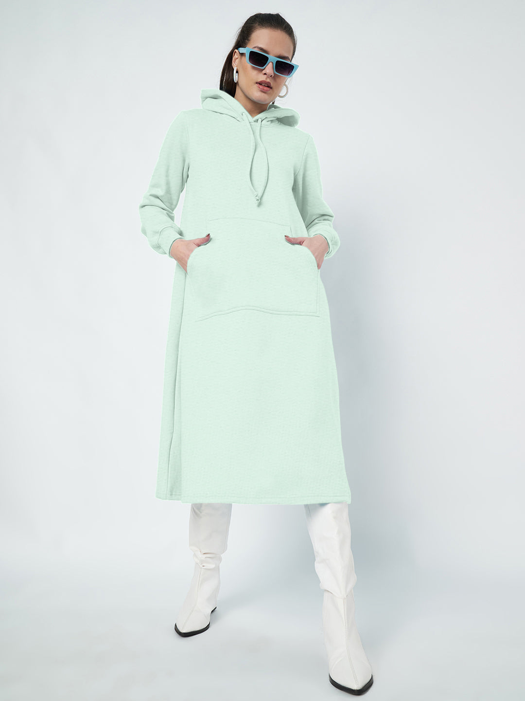 Hooded A-Line Midi Dress