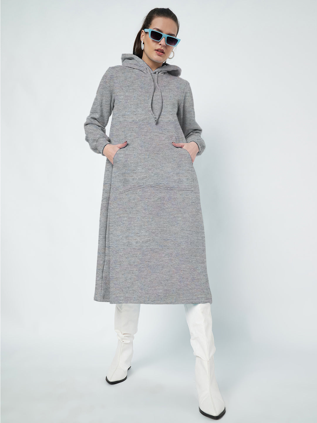 Hooded A-Line Midi Dress