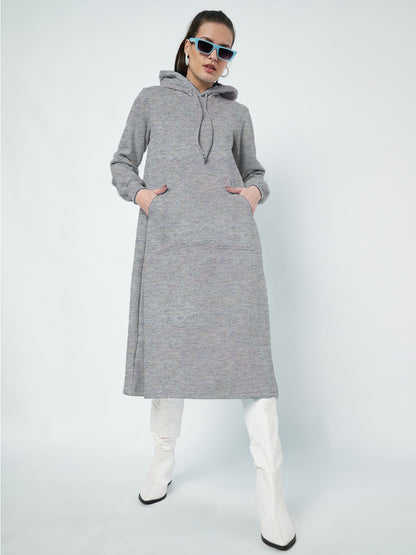 Hooded A-Line Midi Dress