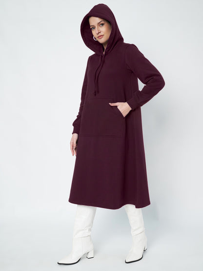 Hooded A-Line Midi Dress