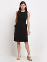 Pure Cotton Solid A-Line Sleeveless Dress