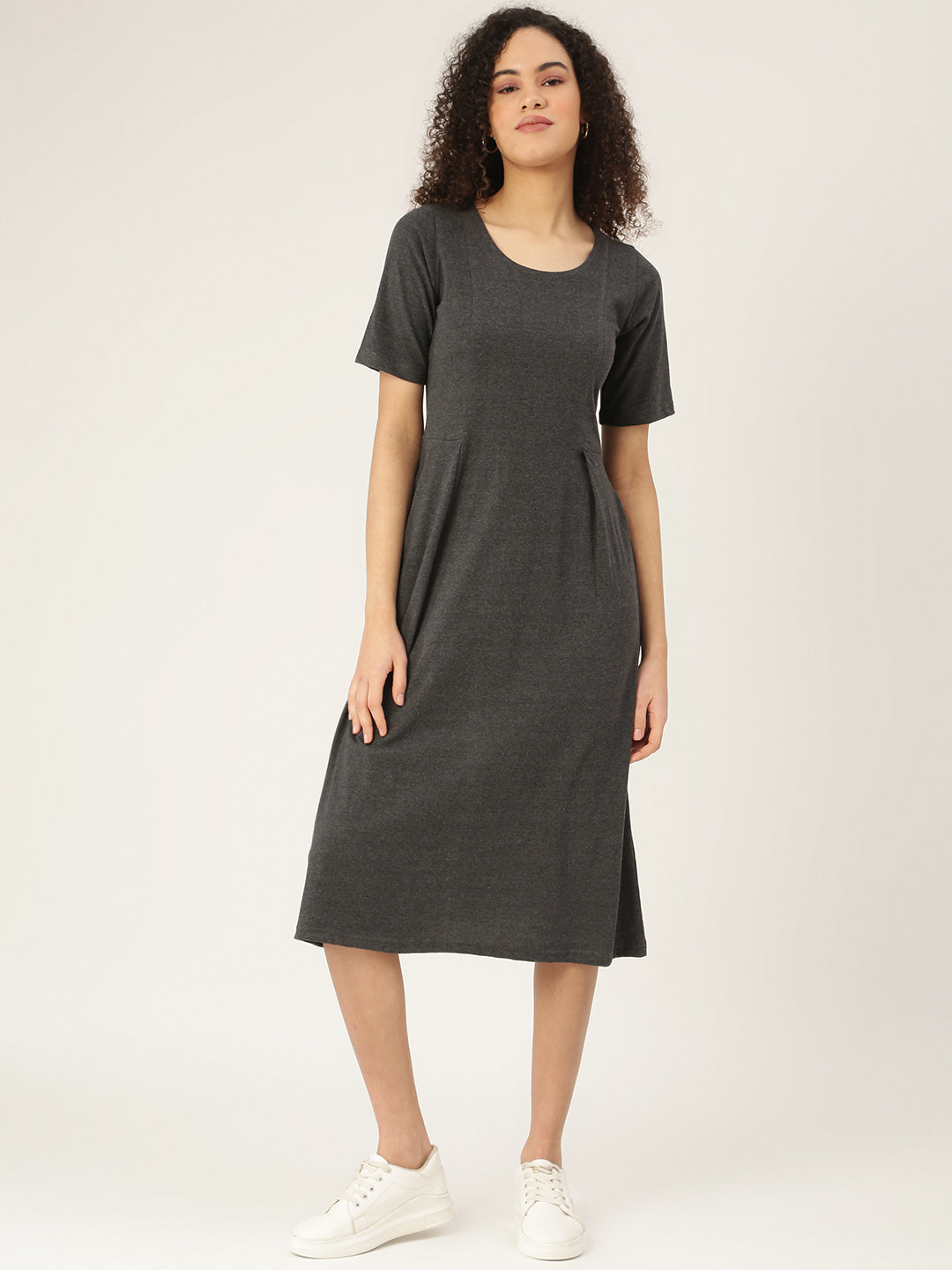 Pure Cotton A-Line Midi Dress