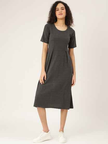 Pure Cotton A-Line Midi Dress