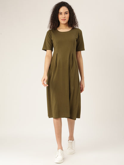 Pure Cotton A-Line Midi Dress