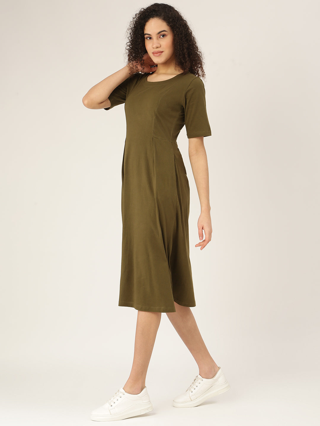 Pure Cotton A-Line Midi Dress