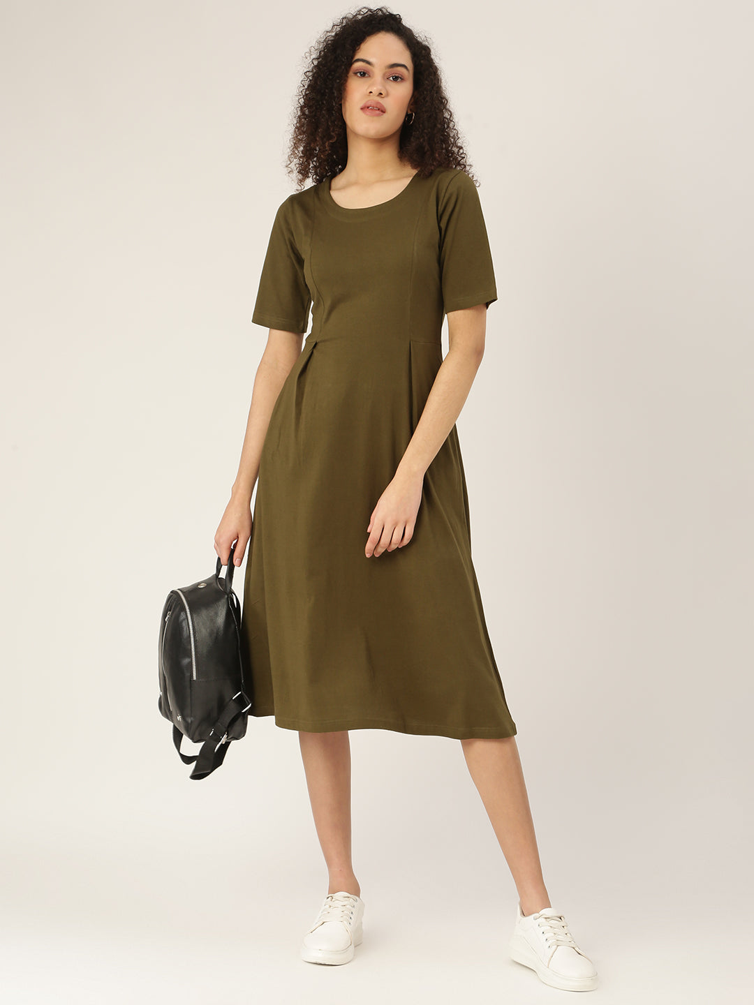 Pure Cotton A-Line Midi Dress