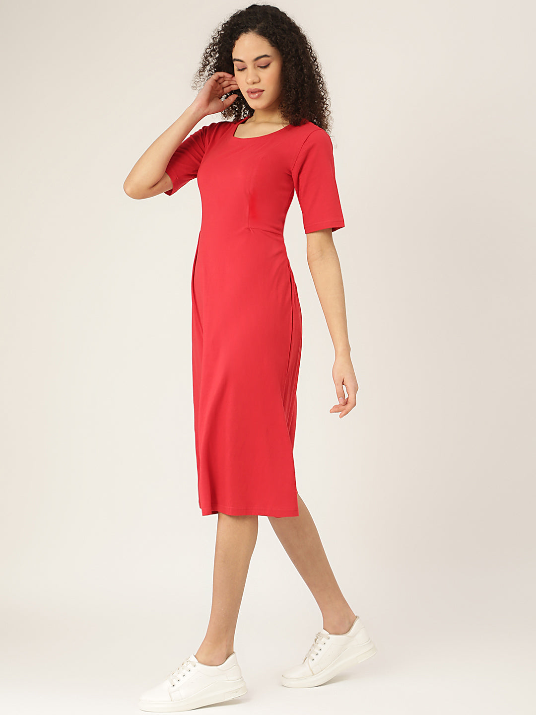 Pure Cotton A-Line Midi Dress