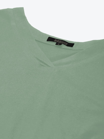 BRINNS Women Solid V-Neck Pure Cotton T-shirt