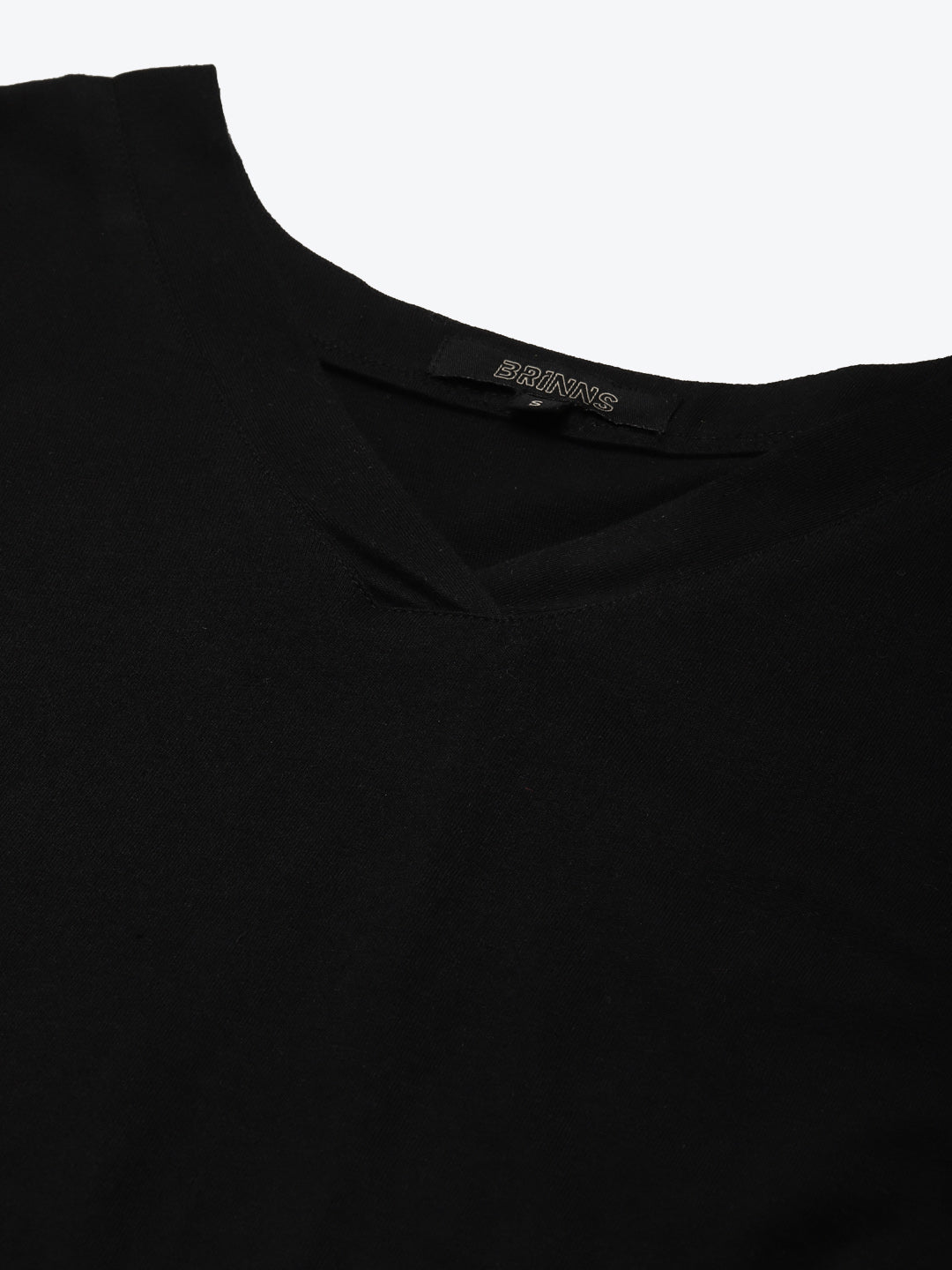 BRINNS Women Solid V-Neck Pure Cotton T-shirt