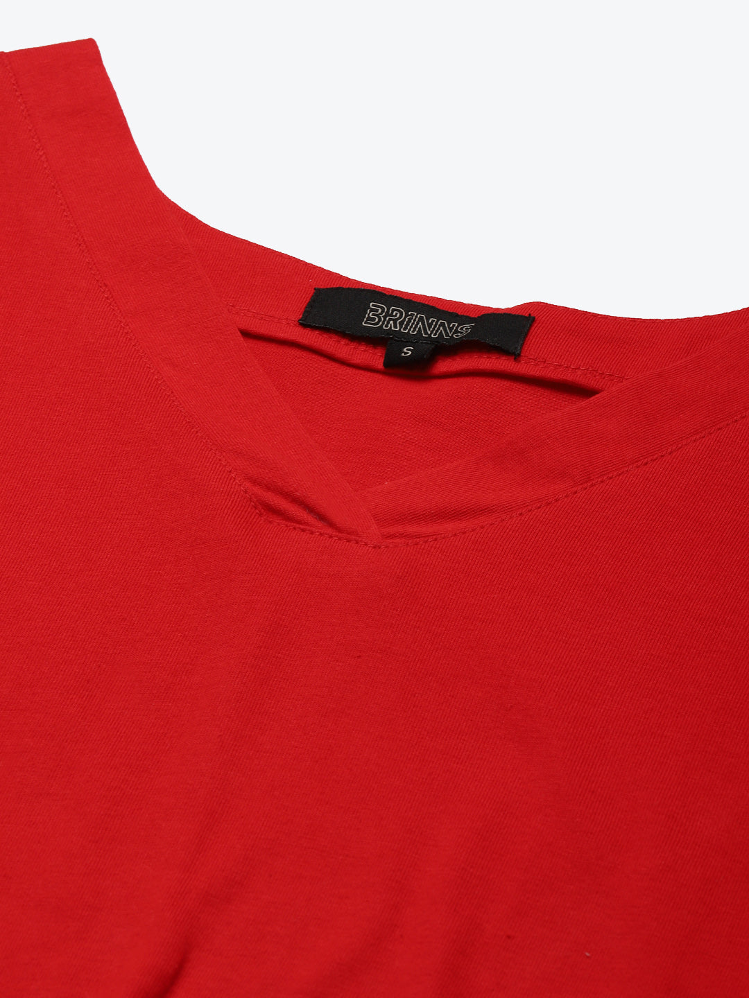 BRINNS Women Solid V-Neck Pure Cotton T-shirt