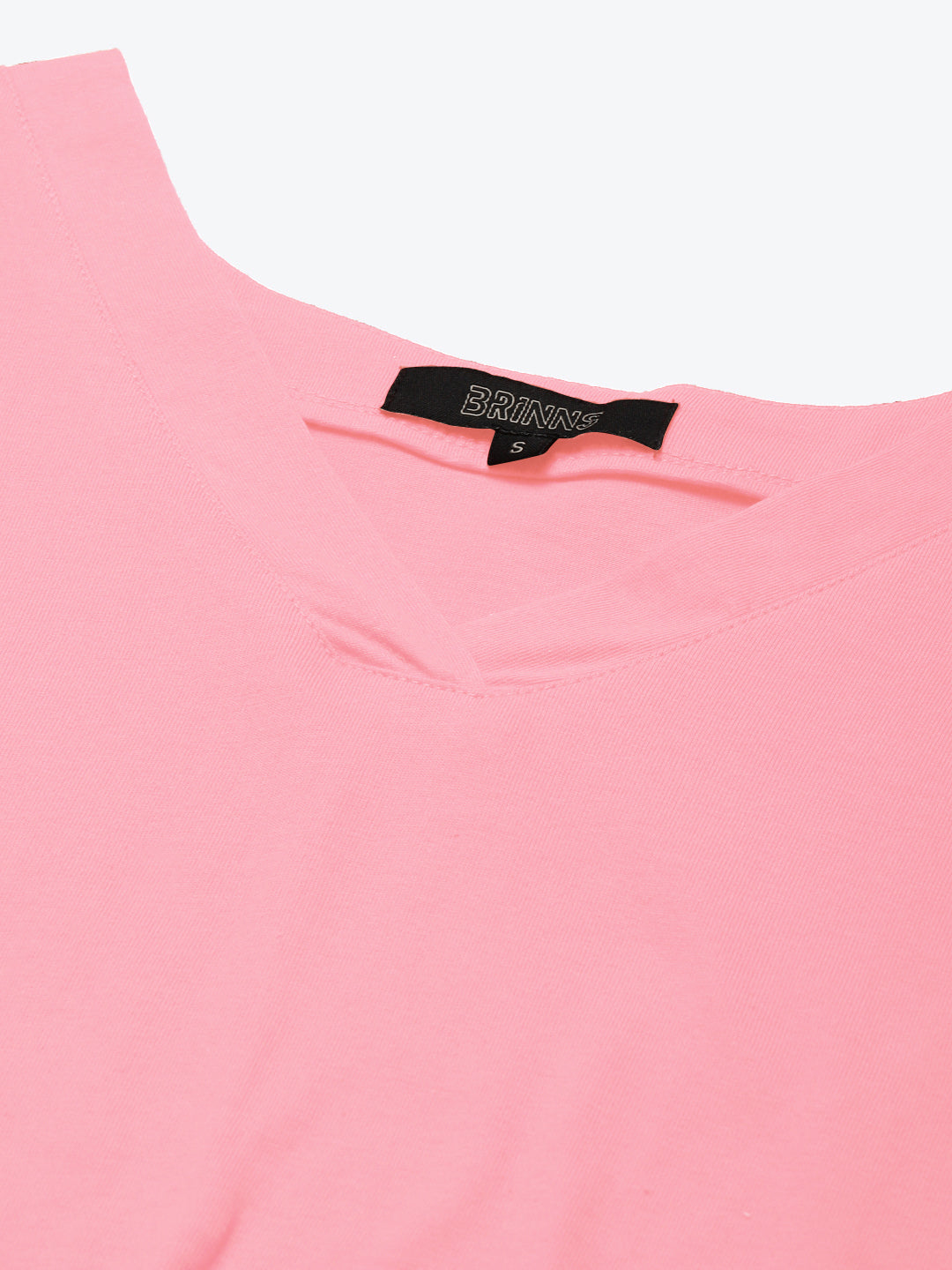 BRINNS Women Solid V-Neck Pure Cotton T-shirt