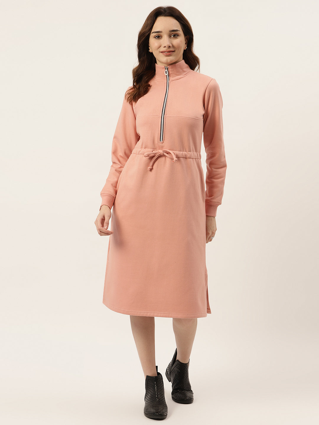 A Line Winter Midi Dress -Mustard