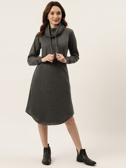 Cowl Neck Midi Jumper Dress