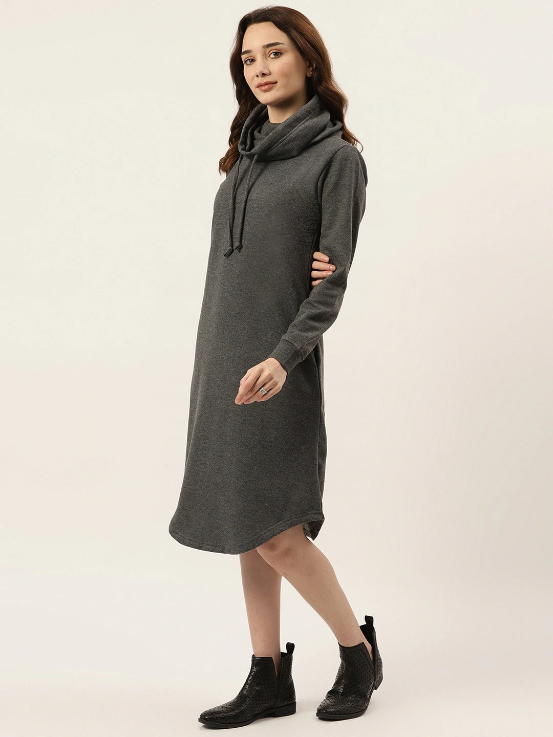 Cowl Neck Midi Jumper Dress