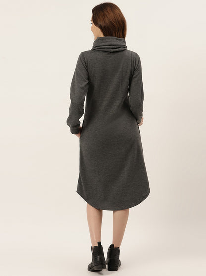 Cowl Neck Midi Jumper Dress