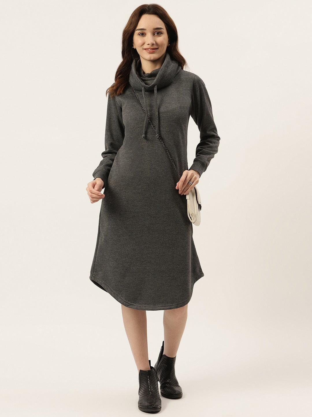 Cowl Neck Midi Jumper Dress