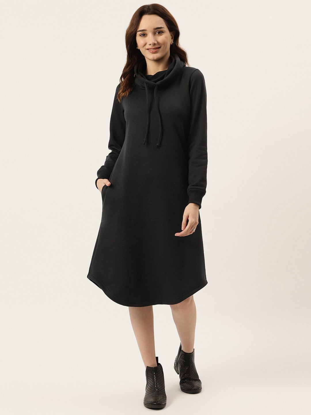 Cowl Neck Midi Jumper Dress