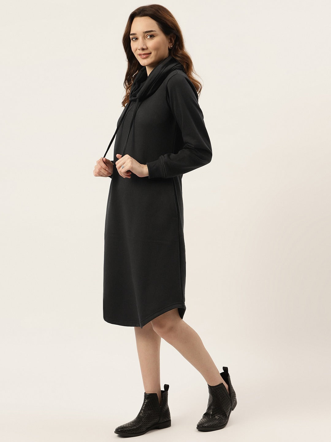 Cowl Neck Midi Jumper Dress