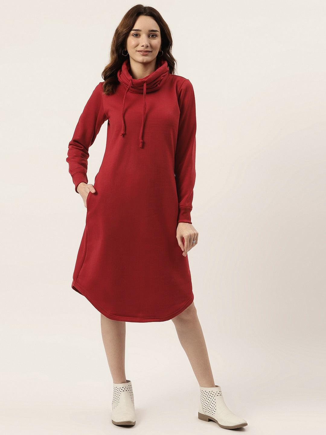 Cowl Neck Midi Jumper Dress