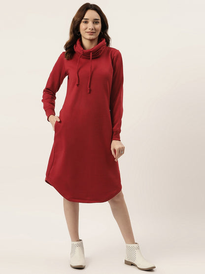 Cowl Neck Midi Jumper Dress