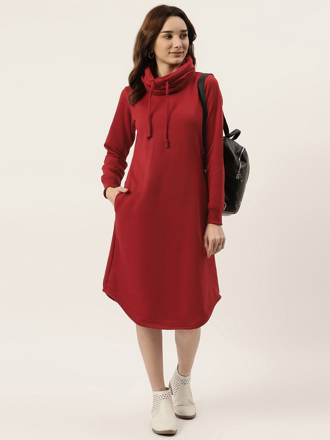 Cowl Neck Midi Jumper Dress