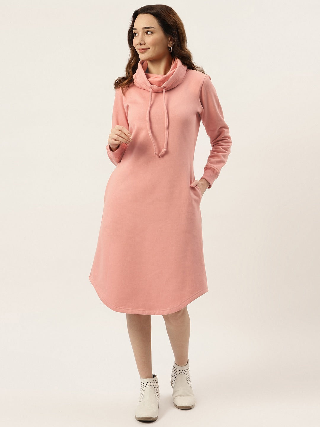Cowl Neck Midi Jumper Dress
