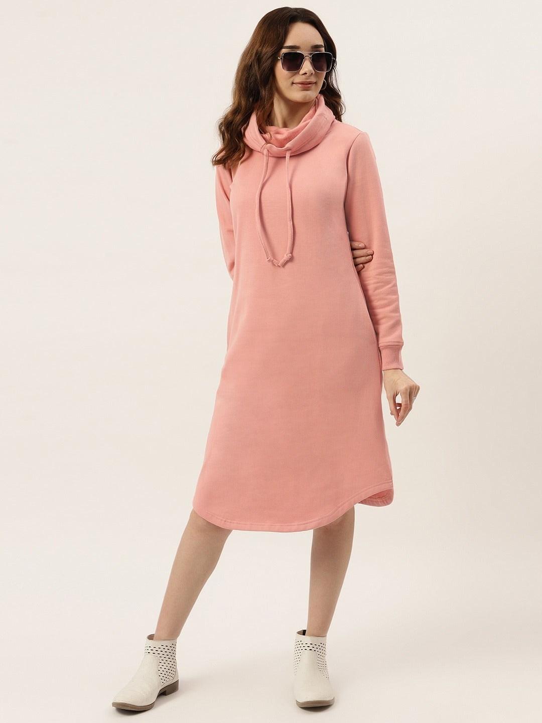 Cowl Neck Midi Jumper Dress
