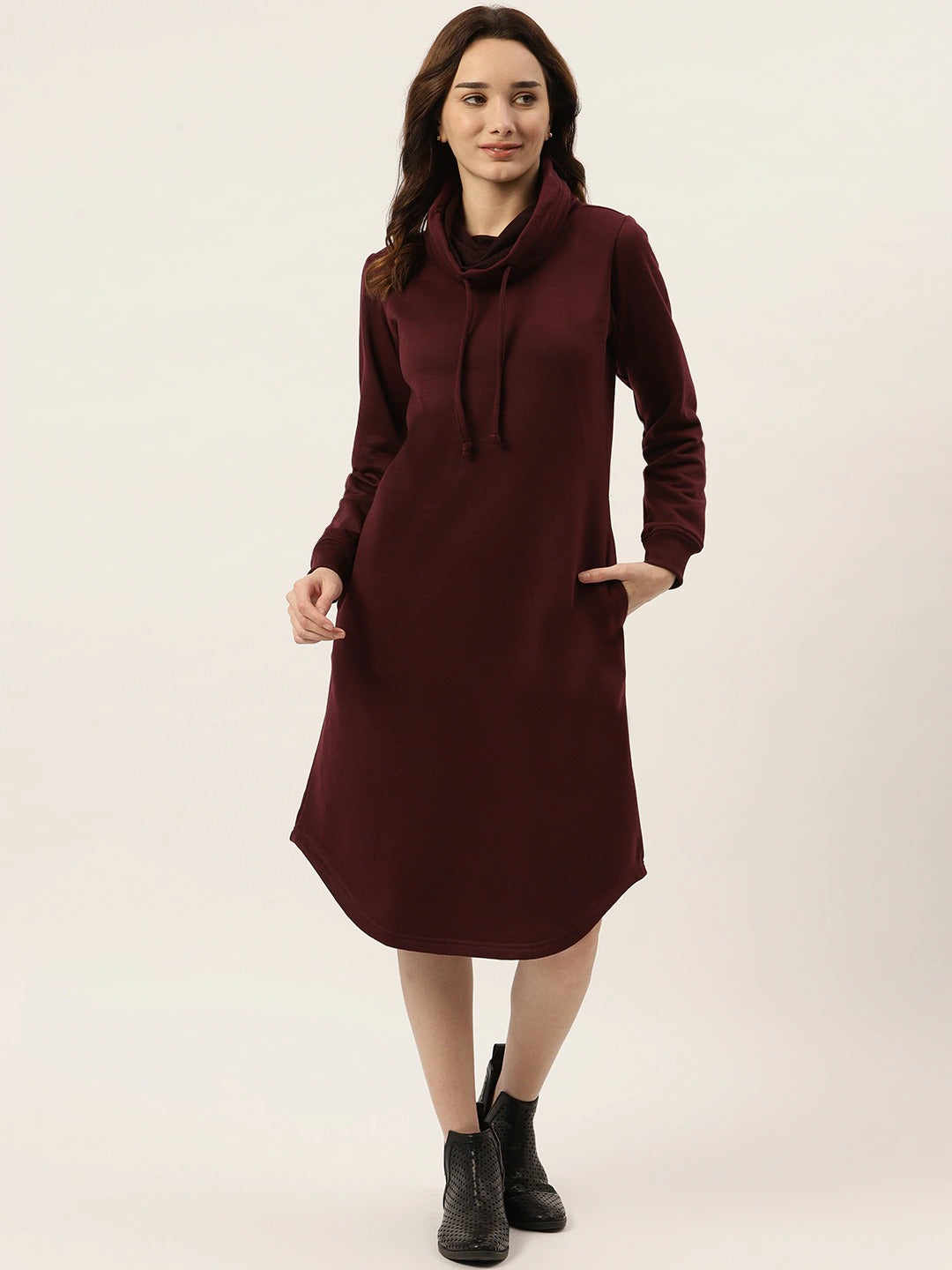 Cowl Neck Midi Jumper Dress