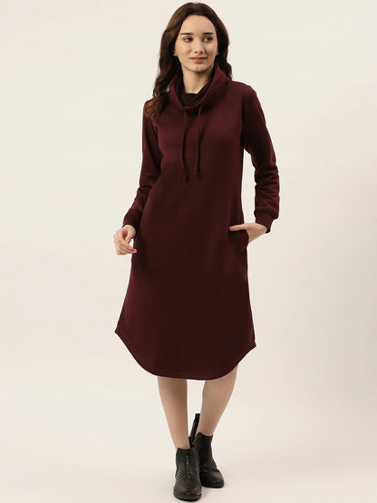 Cowl Neck Midi Jumper Dress