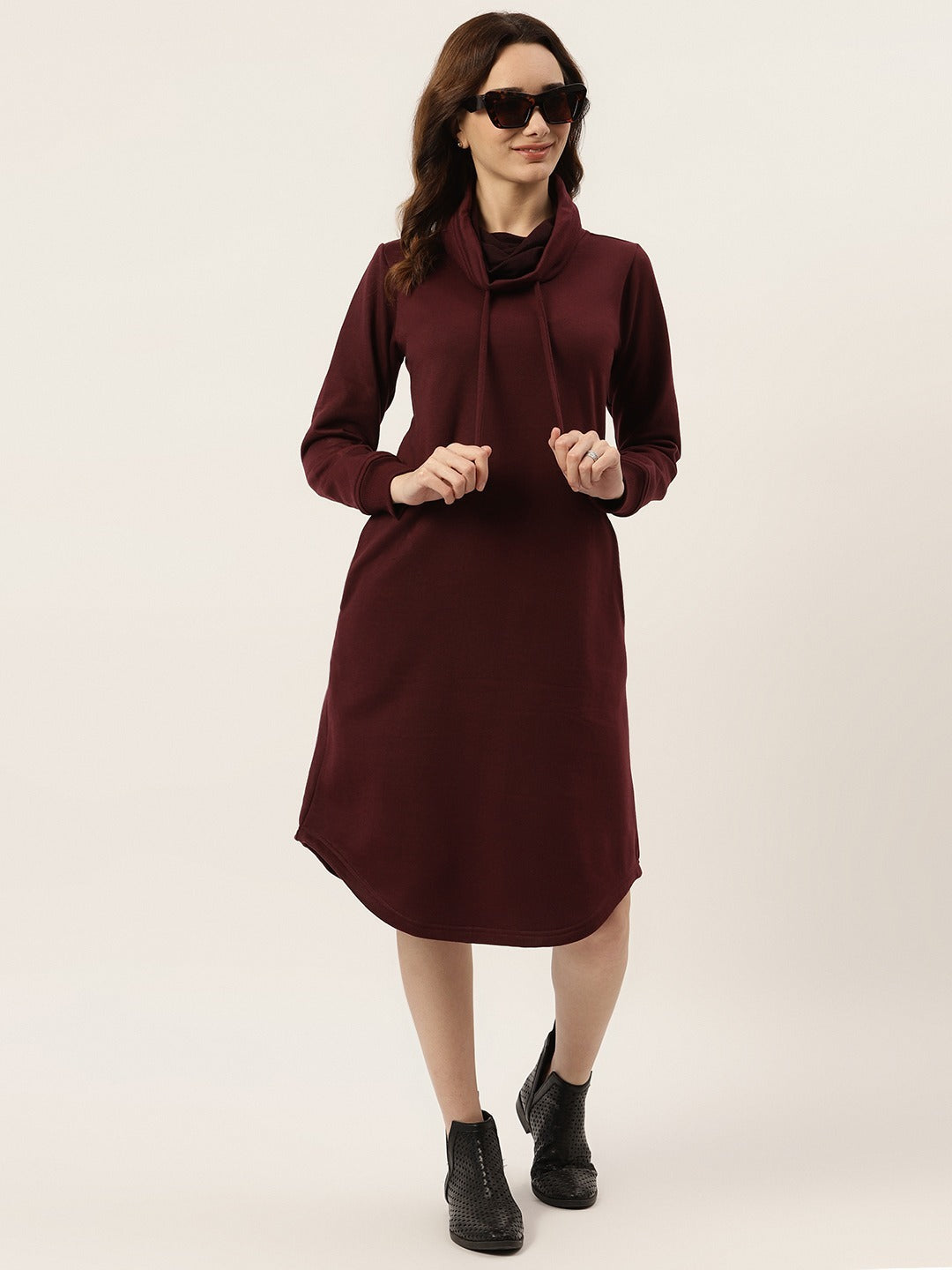 Cowl Neck Midi Jumper Dress