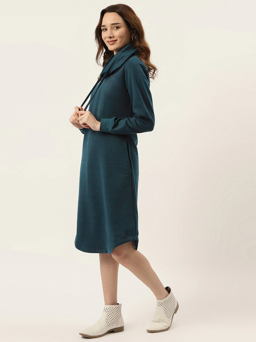 Cowl Neck Midi Jumper Dress