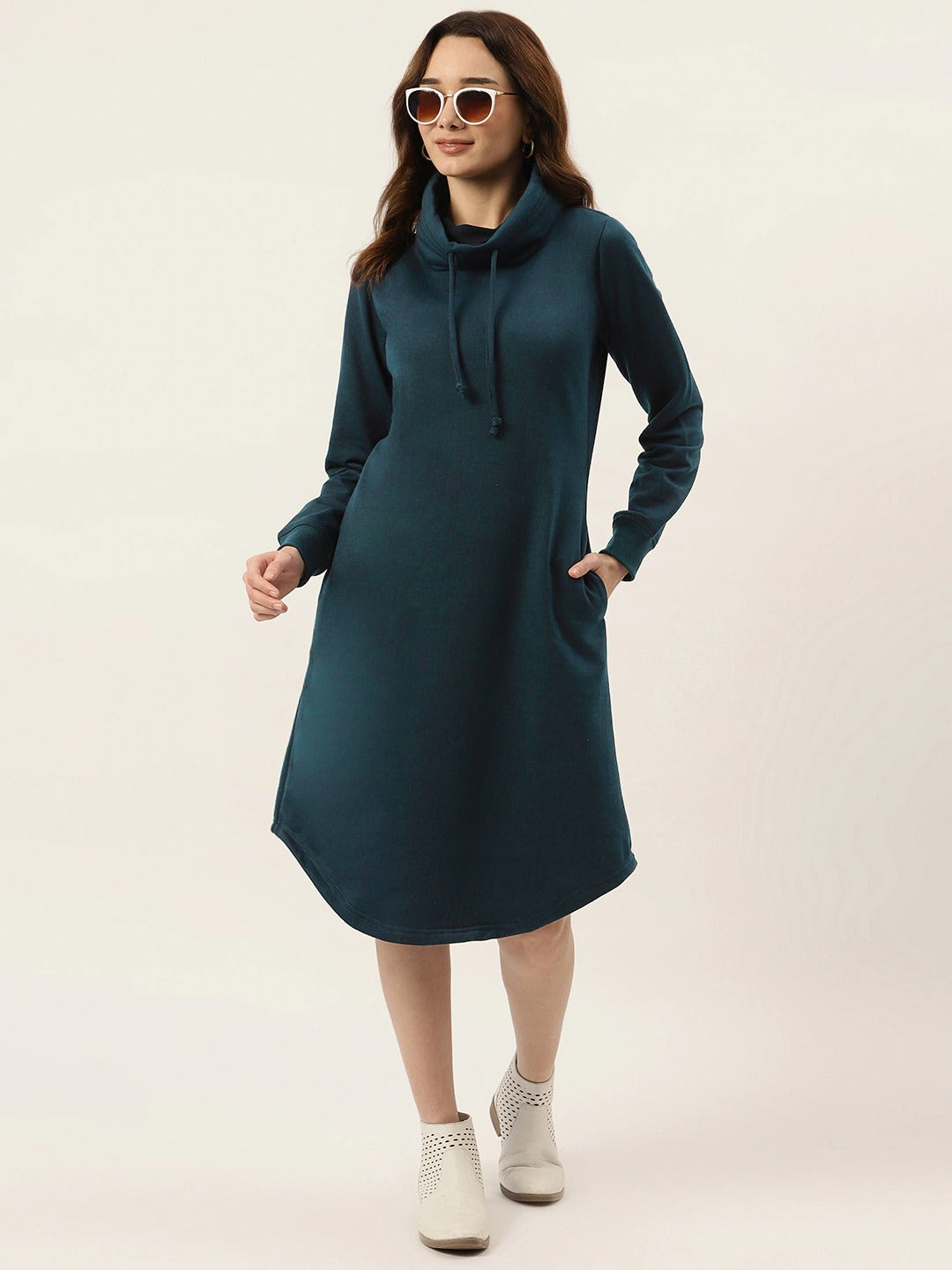 Cowl Neck Midi Jumper Dress