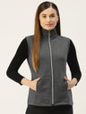 Solid Tailored Sleeveless Fleece Jacket