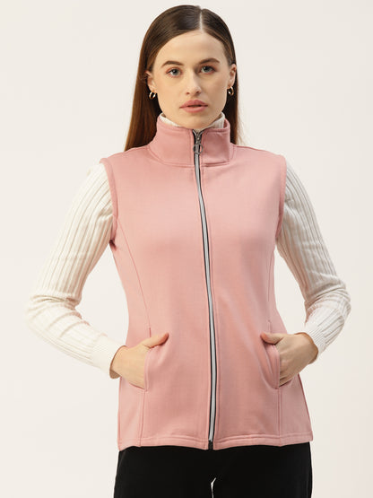 Solid Tailored Sleeveless Fleece Jacket