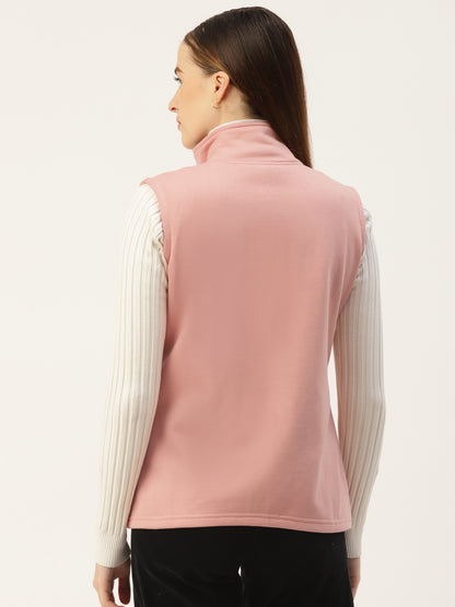 Solid Tailored Sleeveless Fleece Jacket