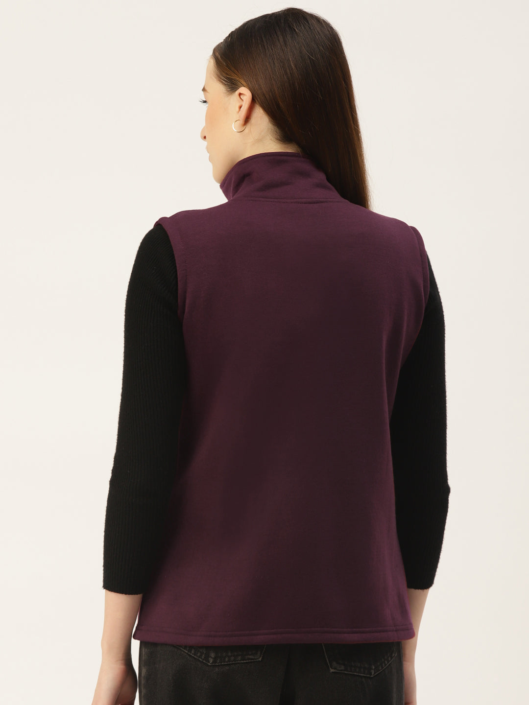 Solid Tailored Sleeveless Fleece Jacket