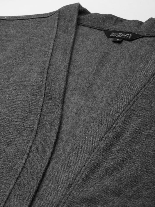 Collarless Fleece Open Front Jacket