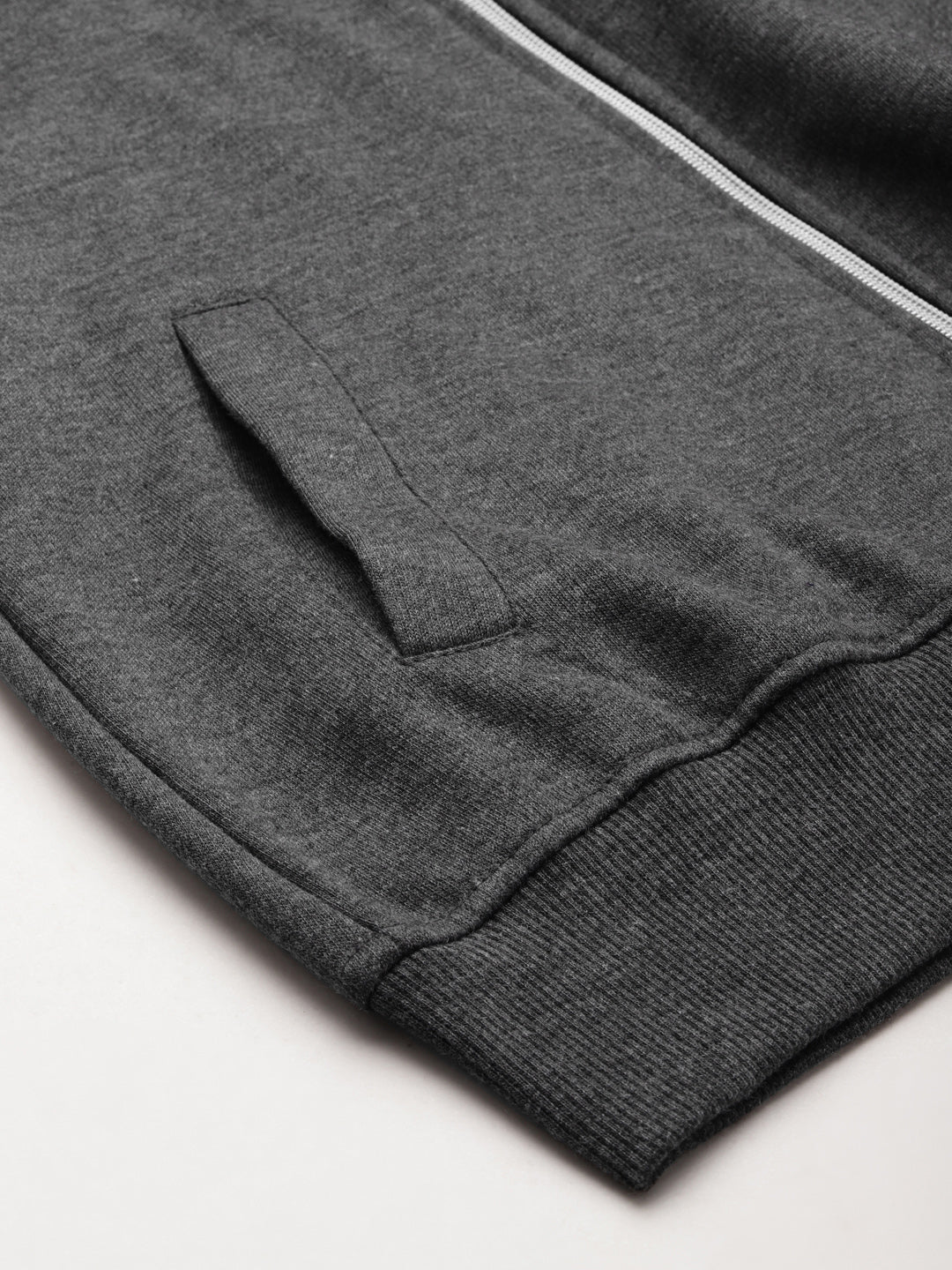 Solid Fleece-Lined Zip-Closure Hooded Sweatshirt with Pockets