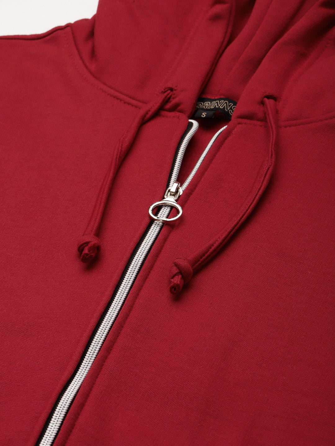 Solid Fleece-Lined Zip-Closure Hooded Sweatshirt with Pockets