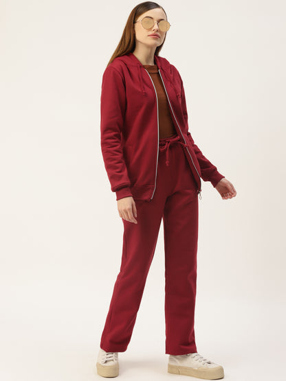 Solid Fleece-Lined Zip-Closure Hooded Sweatshirt with Pockets