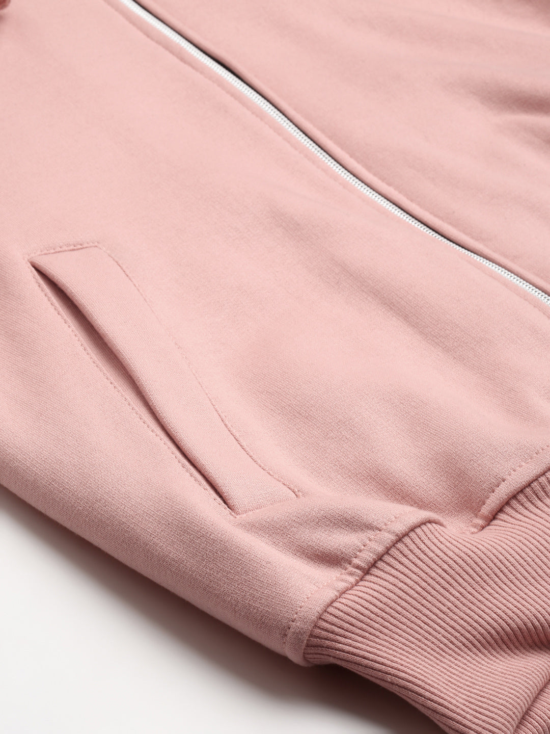 Solid Fleece-Lined Zip-Closure Hooded Sweatshirt with Pockets